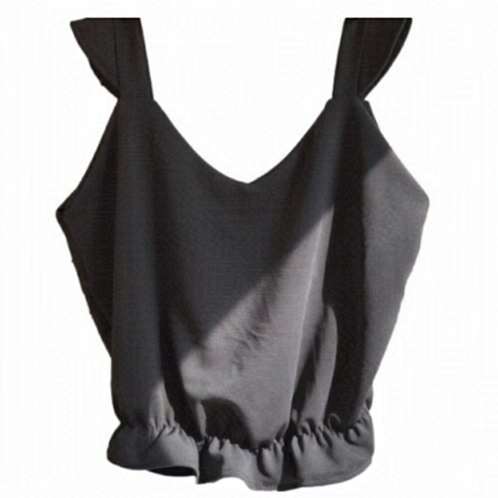 NWOT 2 FOR 1 Una Rosa Sleeveless Crop Tops in Ponte Knit & Cotton (Gray)